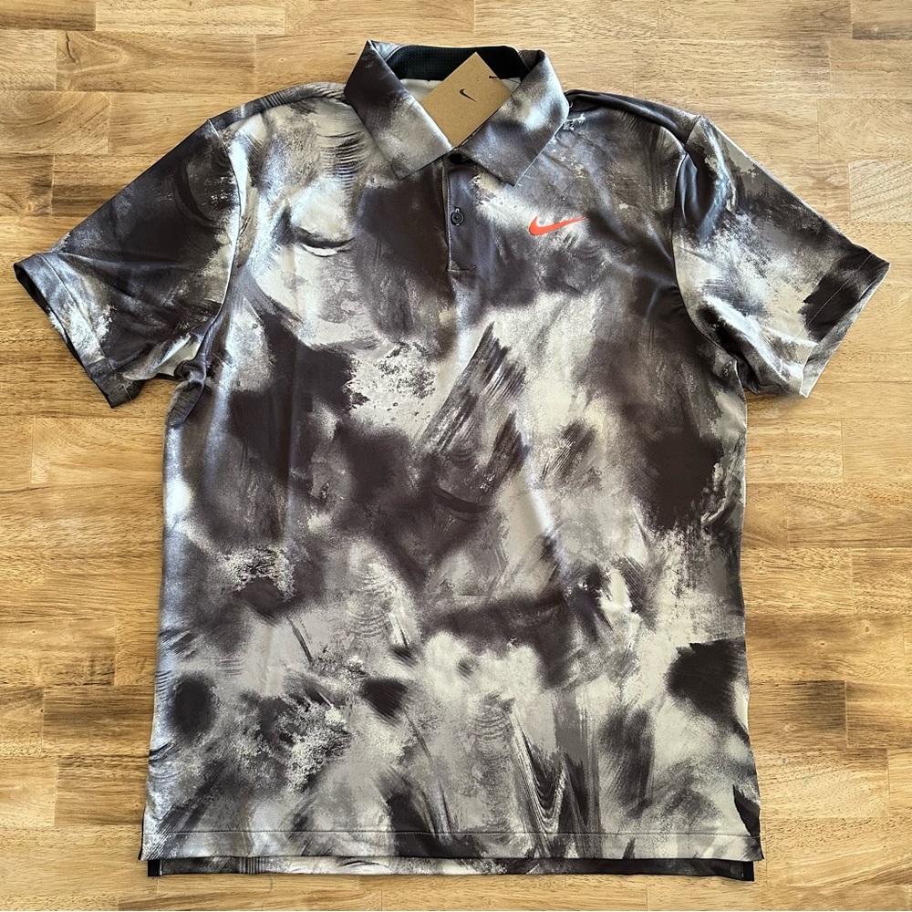 Nike Tour Dri-FIT Men’s Golf Polo Ombre Print Black Turf Orange FD5935-010 - Picture 6 of 8